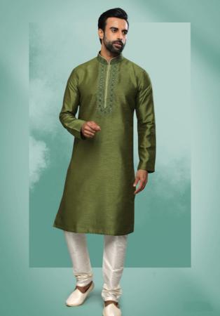 Picture of Nice Silk Dark Olive Green Kurtas