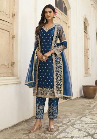 Picture of Admirable Net Midnight Blue Straight Cut Salwar Kameez