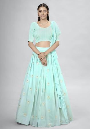 Picture of Alluring Georgette Pale Turquoise Lehenga Choli