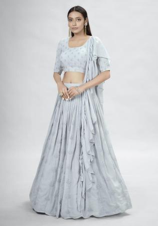 Picture of Good Looking Georgette Light Steel Blue Lehenga Choli