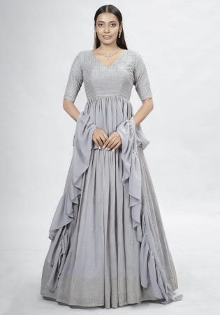 Picture of Elegant Georgette Light Slate Grey Lehenga Choli