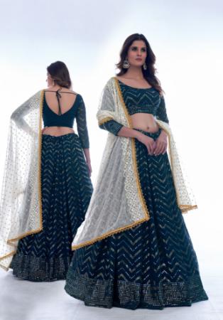 Picture of Charming Georgette Navy Blue Lehenga Choli