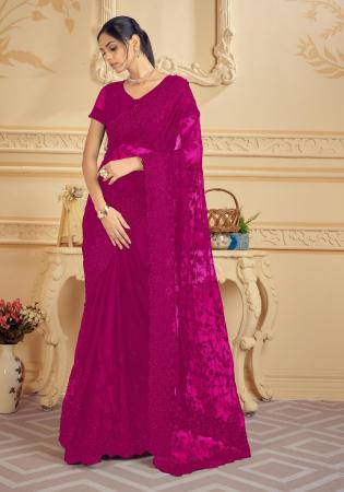 Picture of Charming Net Purple Saree