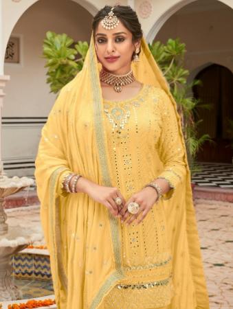 Picture of Fine Georgette Khaki Straight Cut Salwar Kameez