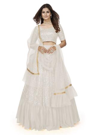 Picture of Alluring Georgette White Lehenga Choli