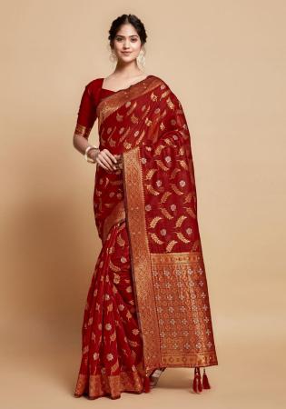 Picture of Beautiful Linen Maroon Saree