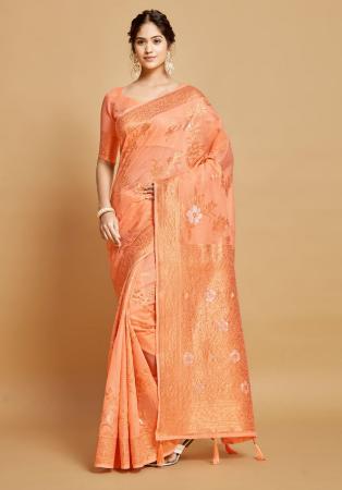 Picture of Appealing Linen Light Salmon Saree