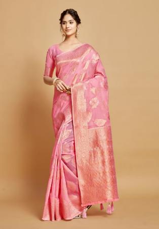 Picture of Appealing Linen Dark Salmon Saree