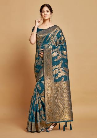 Picture of Radiant Linen Teal Saree