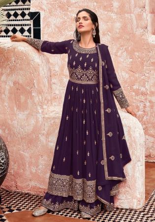 Picture of Statuesque Georgette Purple Anarkali Salwar Kameez