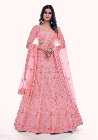 Picture of Beautiful Net Pale Violet Red Lehenga Choli