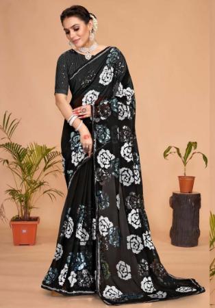 Picture of Radiant Georgette Black Saree