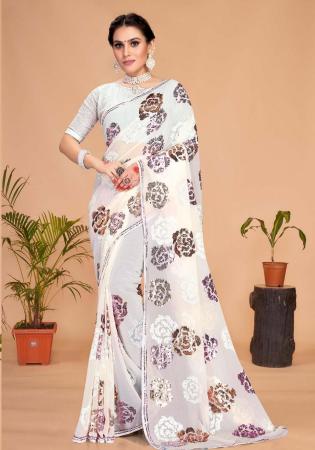 Picture of Good Looking Georgette White Saree