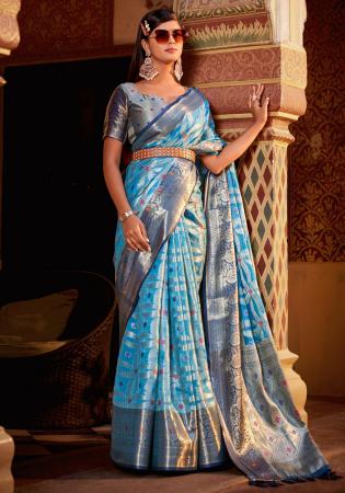 Picture of Elegant Chiffon Light Blue Saree