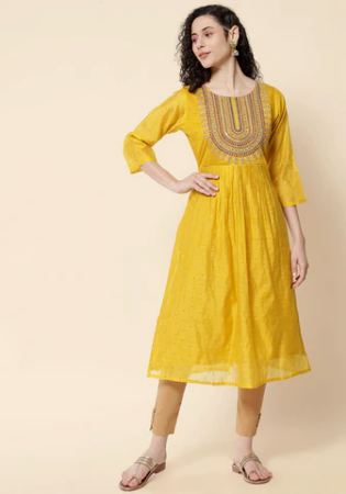 Picture of Wonderful Cotton Golden Rod Kurtis & Tunic