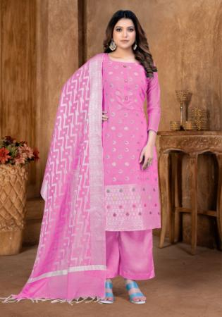 Picture of Stunning Silk Violet Straight Cut Salwar Kameez