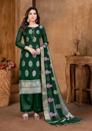 Picture of Splendid Silk Forest Green Straight Cut Salwar Kameez