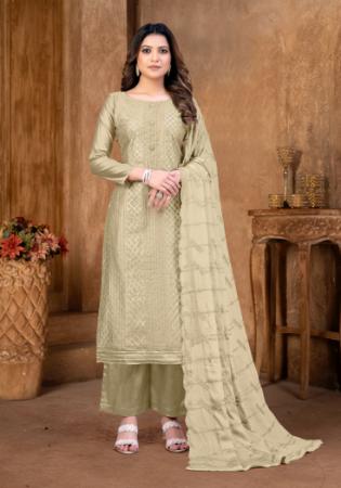 Picture of Superb Cotton Tan Straight Cut Salwar Kameez