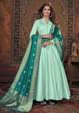 Picture of Sublime Silk Dark Sea Green Anarkali Salwar Kameez