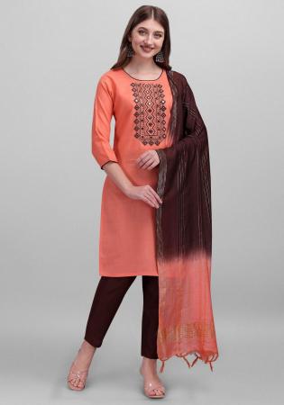 Picture of Bewitching Cotton Light Coral Readymade Salwar Kameez