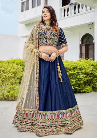 Picture of Stunning Silk Midnight Blue Lehenga Choli