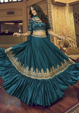 Picture of Bewitching Silk Steel Blue Lehenga Choli