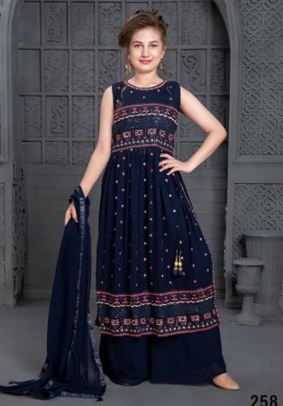 Picture of Pleasing Georgette Midnight Blue Kids Salwar Kameez