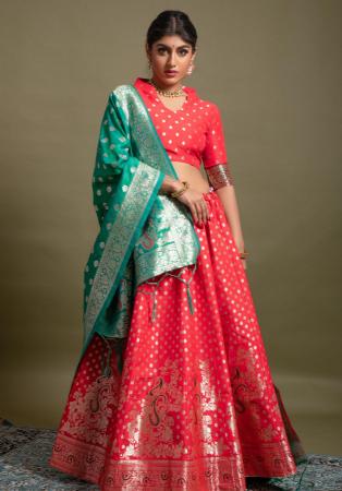 Picture of Wonderful Silk Fire Brick Lehenga Choli