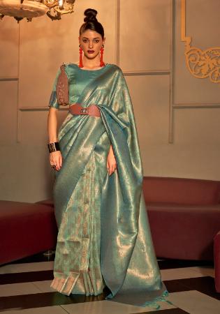 Picture of Delightful Silk Dark Sea Green Saree