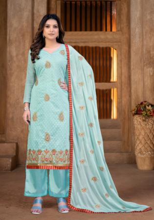 Picture of Silk Dark Sea Green Straight Cut Salwar Kameez