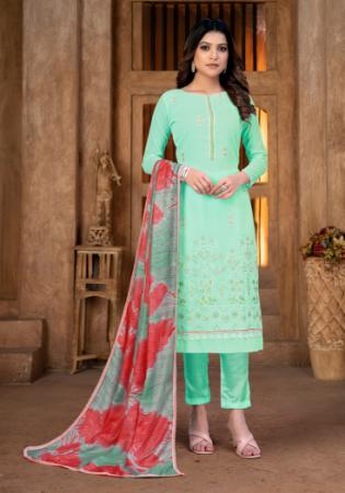 Picture of Silk Dark Sea Green Straight Cut Salwar Kameez