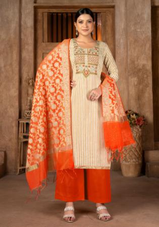 Picture of Cotton Pale Golden Rod Straight Cut Salwar Kameez