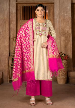 Picture of Cotton Pale Golden Rod Straight Cut Salwar Kameez