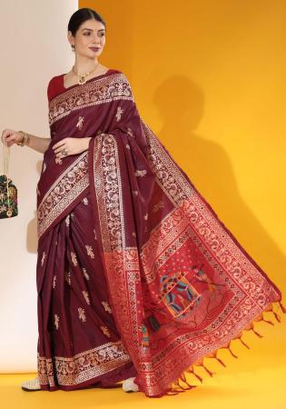 Picture of Beauteous Silk Brown Saree