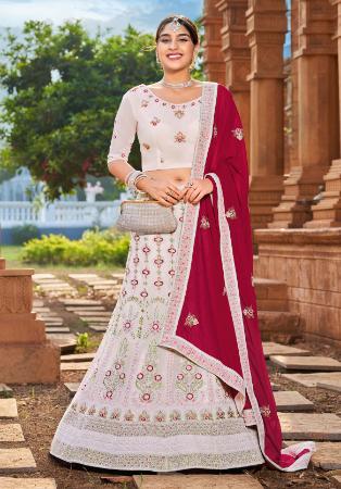 Picture of Elegant Georgette & Satin White Lehenga Choli