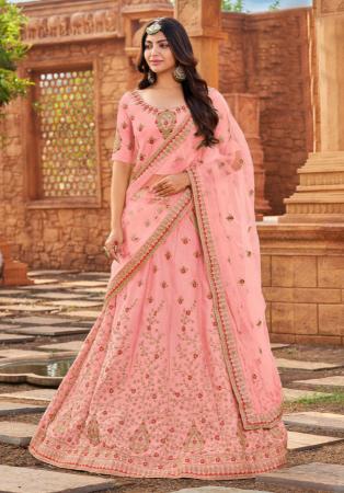 Picture of Georgette & Satin Dark Salmon Lehenga Choli