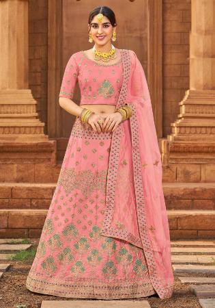 Picture of Georgette & Satin Light Coral Lehenga Choli