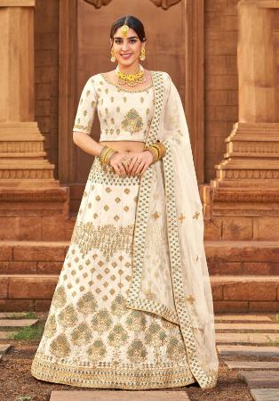 Picture of Sublime Georgette & Satin Tan Lehenga Choli