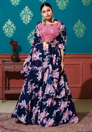 Picture of Enticing Cotton Navy Blue Lehenga Choli