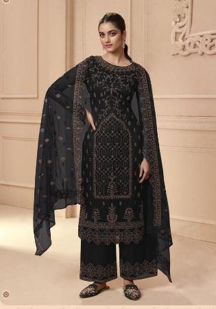 Picture of Pleasing Net Black Straight Cut Salwar Kameez