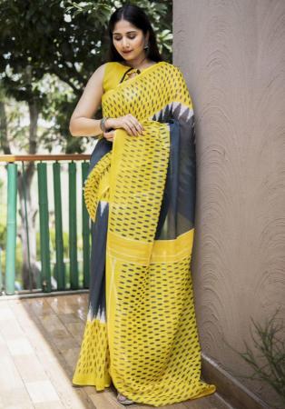 Picture of Good Looking Cotton Dark Slate Grey Saree