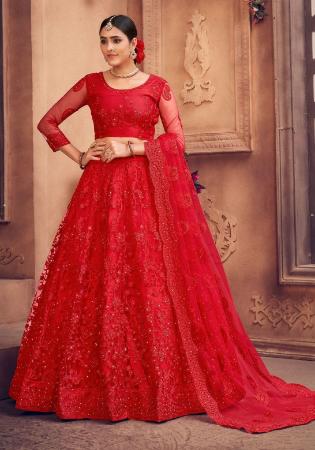 Picture of Marvelous Net Crimson Lehenga Choli