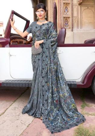 Picture of Appealing Net Slate Grey Saree