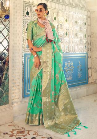 Picture of Beauteous Silk Sea Green Saree