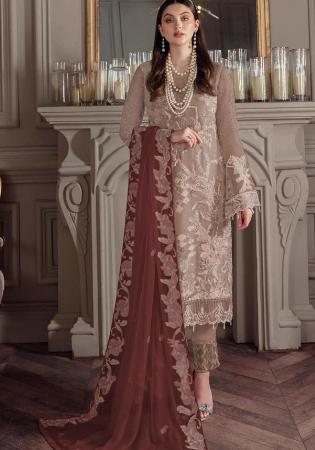 Picture of Georgette Rosy Brown Straight Cut Salwar Kameez