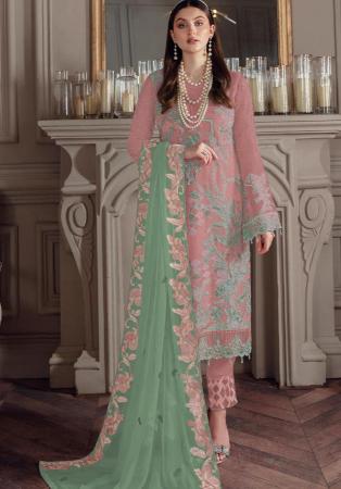 Picture of Georgette Rosy Brown Straight Cut Salwar Kameez