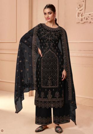 Picture of Splendid Net Black Straight Cut Salwar Kameez