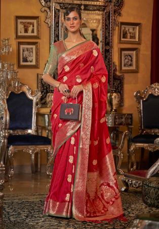 Picture of Pleasing Silk Fire Brick Saree