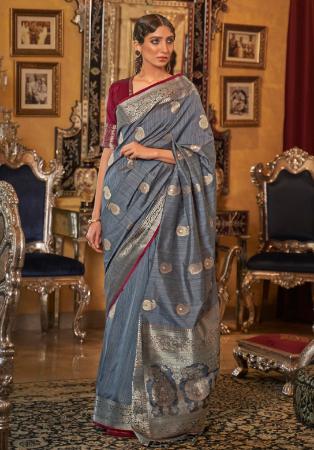 Picture of Pretty Silk Dim Gray Saree