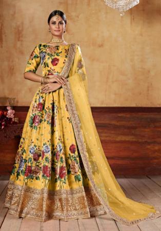 Picture of Statuesque Silk Golden Rod Lehenga Choli